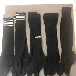 Five pairs youth sport socks. Great for soccer or lacrosse.